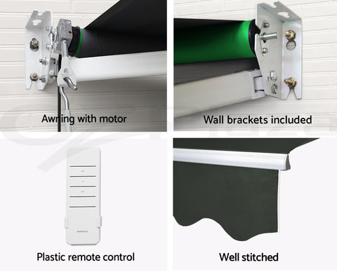 Image of Instahut Folding Arm Awning Motorised Retractable Outdoor Sunshade 5X2.5M