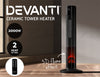 Devanti Electric Ceramic Tower Heater 3D Flame Oscillating Remote Control 2000W