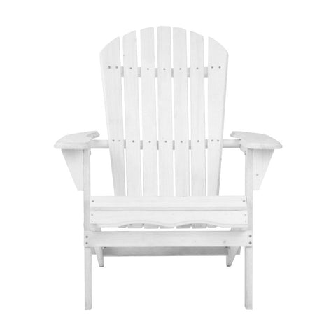 Image of Gardeon Adirondack Outdoor Chairs Wooden Foldable Beach Chair Patio Furniture White