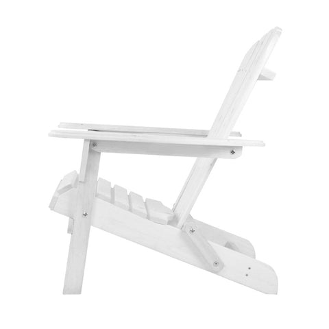 Image of Gardeon Adirondack Outdoor Chairs Wooden Foldable Beach Chair Patio Furniture White