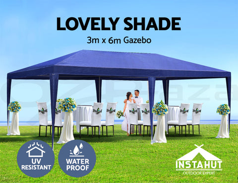 Image of Instahut Gazebo 3x6 Outdoor Marquee Gazebos Wedding Party Camping Tent 6 Wall Panels