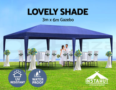 Instahut Gazebo 3x6 Outdoor Marquee Gazebos Wedding Party Camping Tent 6 Wall Panels