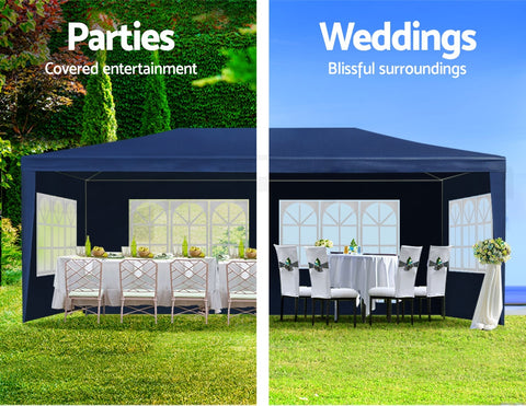 Image of Instahut Gazebo 3x6 Outdoor Marquee Gazebos Wedding Party Camping Tent 6 Wall Panels