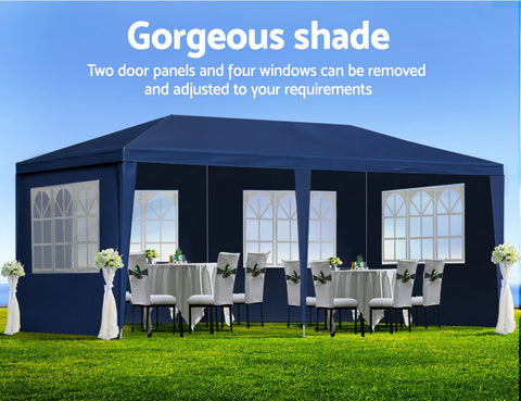 Image of Instahut Gazebo 3x6 Outdoor Marquee Gazebos Wedding Party Camping Tent 6 Wall Panels