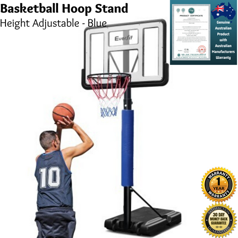 Image of Everfit 3.05M Basketball Hoop Stand System Ring Portable Net Height Adjustable Blue