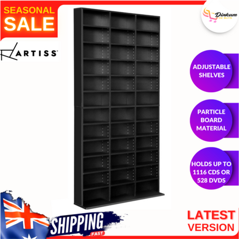 Image of Artiss Adjustable Book Storage Shelf Rack Unit - Black