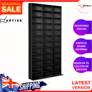 Artiss Adjustable Book Storage Shelf Rack Unit - Black