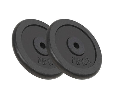 2x 15kg Weight Plate 30kg Cast Iron Exercise Fitness Barbell Weight Disc