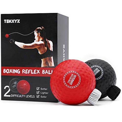 Image of TEKXYZ Boxing Reflex Ball, 2 Difficulty Level Boxing Ball with Headband, Softer Than Tennis Ball, Perfect for Reaction, Agility, Punching Speed, Fight Skill and Hand Eye Coordination Training