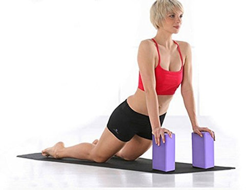 Image of Tiiyar Yoga Block Strap Set - Set of 2 Yoga Block Light Weight and Yoga Strap (3 inch Purple/Medium Density)