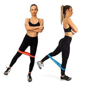 Superior Resistance Bands - Set of 4 Exercise Fitness Loops - Suitable for Men and Women - Ideal for Mobility Yoga Pilates or Physical Therapy - Bonus Workout Videos Online, Instructions & Carry Bag