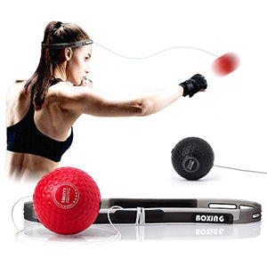 TEKXYZ Boxing Reflex Ball, 2 Difficulty Level Boxing Ball with Headband, Softer Than Tennis Ball, Perfect for Reaction, Agility, Punching Speed, Fight Skill and Hand Eye Coordination Training