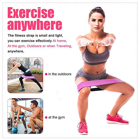 Image of Resistance Booty Band Set:3 Non-Slip Fabric Exercise Bands for Butt, Leg and Arm Workout. Perfect Gym and home Workouts for women. Exercise Program and Carry Bag Included.Same resistance level.