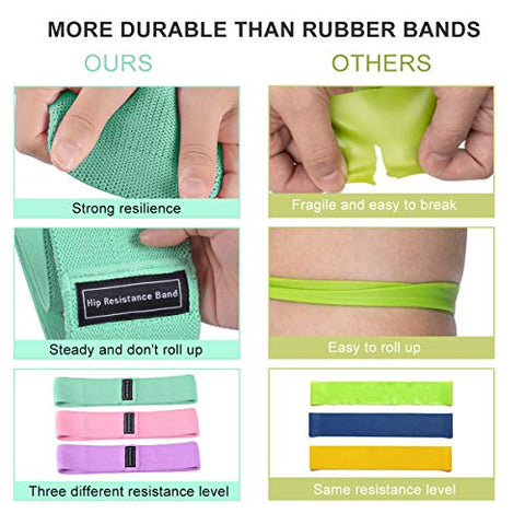 Strength Booty Fabric Bands, Fabric Resistance Bands for Legs and Booty, Workout Hip Circle Bands and Carrying Bag Included, 3 Pack/Set SP147
