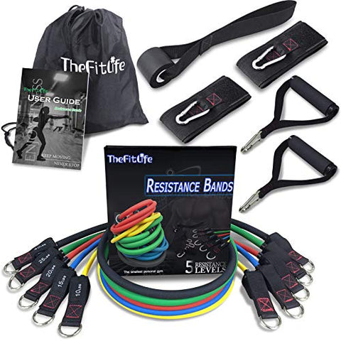 Image of TheFitLife Exercise and Resistance Bands Set - Stackable up to 110 lbs Workout Tubes for Indoor and Outdoor Sports, Fitness, Suspension, Speed Strength, Baseball Softball Training, Home Gym, Yoga …