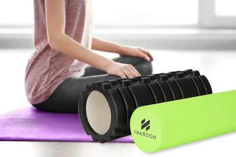 Image of Nooraki 2-in-1 Foam Rollers For Muscles: Deep tissue Massage Foam Roller - High Density, Size 33cm (13inches) Ideal for sore and stressed muscles * BONUS: comes with FREE carry bag.