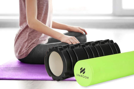 Nooraki 2-in-1 Foam Rollers For Muscles: Deep tissue Massage Foam Roller - High Density, Size 33cm (13inches) Ideal for sore and stressed muscles * BONUS: comes with FREE carry bag.