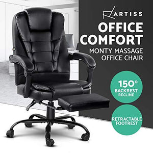 Office Chair Electric Massage Chairs Recliner Computer Gaming With Footrest - Artiss Black