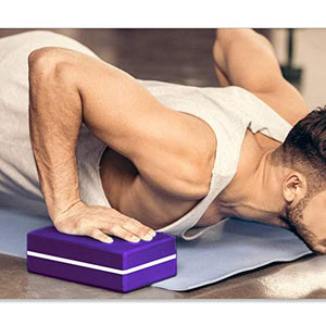Yoga Blocks Set of 2- Exercise, Fitness, Stretching, Yoga Bricks- EVA Foam- Provides Stability and Balance (Black)