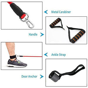 Resistance Bands Set, Exercise Fitness Bands with Door Anchor, 5 Exercise Bands, Stretch Rope, Foam Handles, Legs Ankle Straps, Exercise Guide for Resistance Training, Home Workouts
