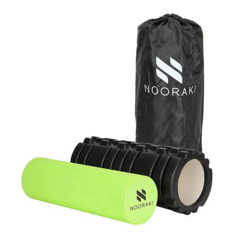 Image of Nooraki 2-in-1 Foam Rollers For Muscles: Deep tissue Massage Foam Roller - High Density, Size 33cm (13inches) Ideal for sore and stressed muscles * BONUS: comes with FREE carry bag.