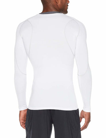 Image of Tesla Men's Long Sleeve Round Neck T-Shirt Baselayer Cool Dry Compression Top MUD11-WHT