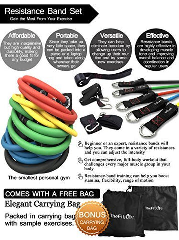 Image of TheFitLife Exercise and Resistance Bands Set - Stackable up to 110 lbs Workout Tubes for Indoor and Outdoor Sports, Fitness, Suspension, Speed Strength, Baseball Softball Training, Home Gym, Yoga …