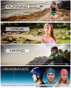 KALILY 9PCS Headband Bandana - Versatile Sports & Casual Headwear –Multifunctional Seamless Neck Gaiter, Headwrap, Balaclava, Helmet Liner, Face Mask for Camping, Running, Cycling, Fishing etc (Flower Pack B)