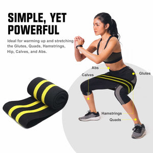 Forcefree+ Hip Resistance Bands - Exercise Bands for Leg, Thigh & Glutes and Butt, Booty - Non-Slip Workout Bands for Men and Women, Yellow-Large