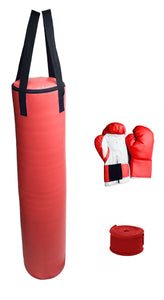 70lb Red Heavy Bag Kit Punching Boxing Bag Gloves Hand Wraps