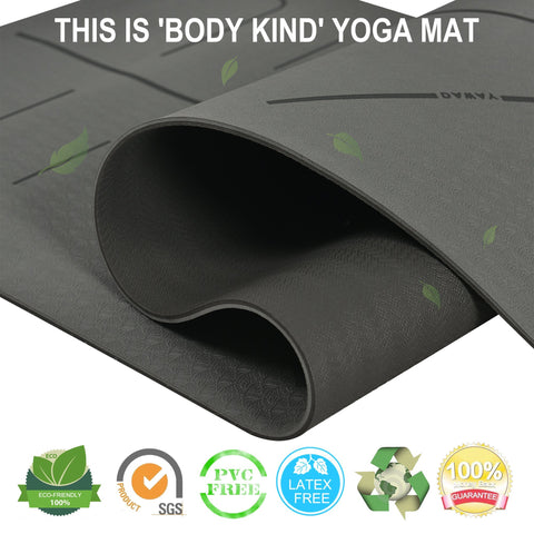 Image of DAWAY Eco Friendly TPE Yoga Mat Y8 Wide Thick Workout Exercise Mat, Non Slip Grip Pilates Mats, Body Alignment System,Tear Resistant, with Carrying Strap, 72"x 26" Thickness 6mm, 1 Year Warranty