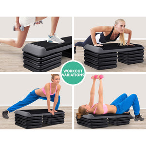Everfit Aerobic Step Exercise Stepper Risers Gym Cardio Fitness 5 Level Bench
