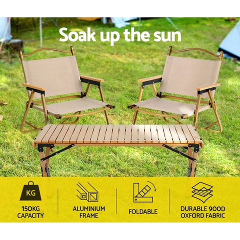 Image of Gardeon 2PC Outdoor Camping Chairs Portable Folding Beach Chair Aluminium Furniture