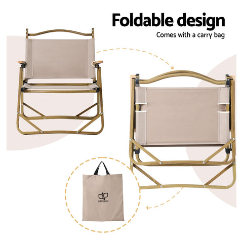 Image of Gardeon 2PC Outdoor Camping Chairs Portable Folding Beach Chair Aluminium Furniture