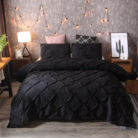 Image of Giselle Quilt Cover Set Diamond Pinch Black - Queen