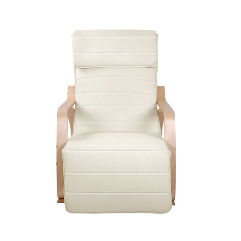 Image of Artiss Rocking Armchair Bentwood Frame With Footrest Beige Afton