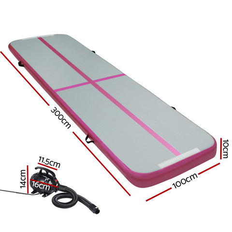 Image of Everfit GoFun 3X1M Inflatable Air Track Mat with Pump Tumbling Gymnastics Pink