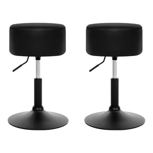 Artiss Set of 2 PU Leather Stools Gas Lift - Black