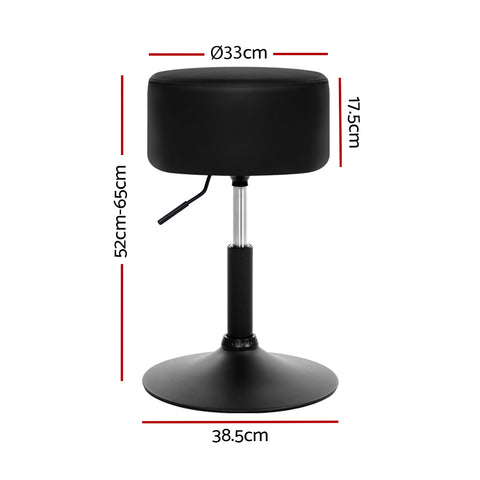 Image of Artiss Set of 2 PU Leather Stools Gas Lift - Black