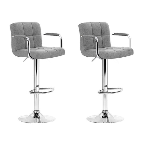 Image of Artiss Set of 2 Bar Stools Gas lift Swivel - Steel and Grey