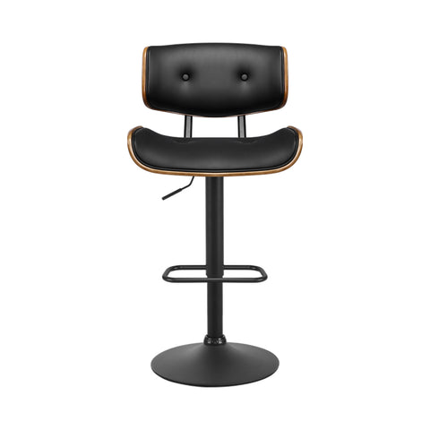 Image of Artiss Bar Stool Gas Lift Wooden PU Leather - Black and Wood