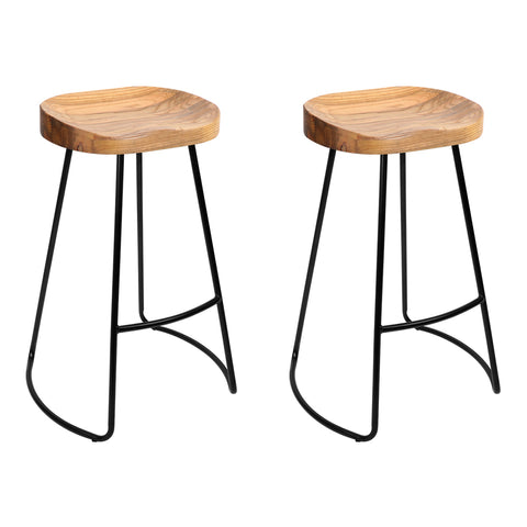 Image of Artiss 2x Bar Stools Tractor Seat 65cm Wooden
