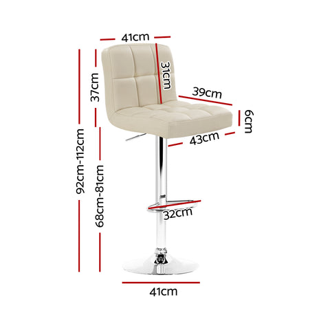 Image of Artiss 2x Leather Bar Stools NOEL Kitchen Chairs Swivel Bar Stool Gas Lift Beige