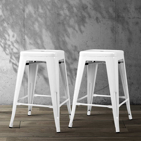 Image of Artiss 4x Replica Tolix Bar Stools Metal Bar Stool Kitchen Cafe Chair 61cm White