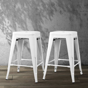 Artiss 4x Replica Tolix Bar Stools Metal Bar Stool Kitchen Cafe Chair 61cm White