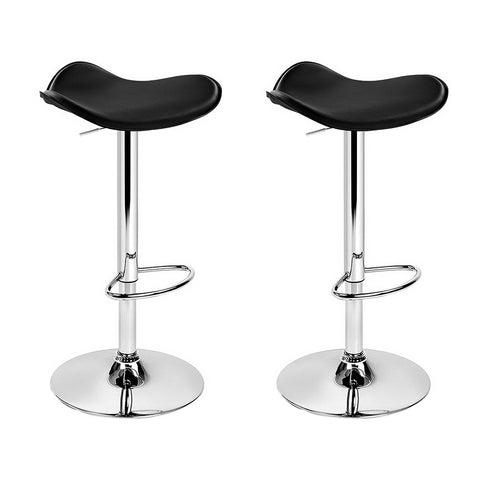 Image of Artiss Set of 2 Gas Lift Bar Stools PU Leather - Black and Chrome