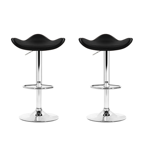 Image of Artiss Set of 2 Gas Lift Bar Stools PU Leather - Black and Chrome