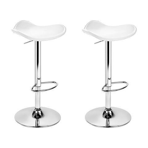 Image of Artiss Set of 2 Gas Lift Bar Stools PU Leather - White and Chrome