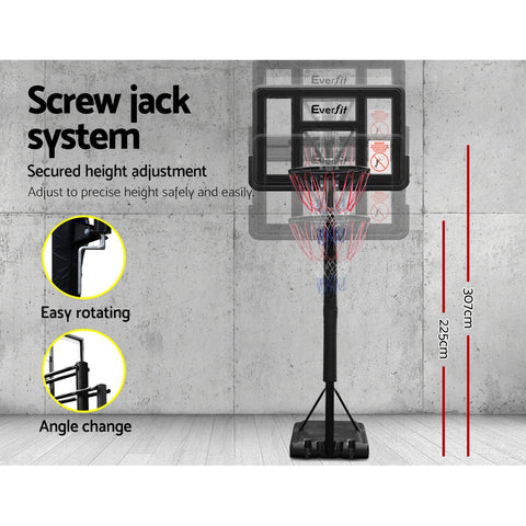Image of Everfit 3.05M Basketball Hoop Stand System Adjustable Height Portable Pro Black