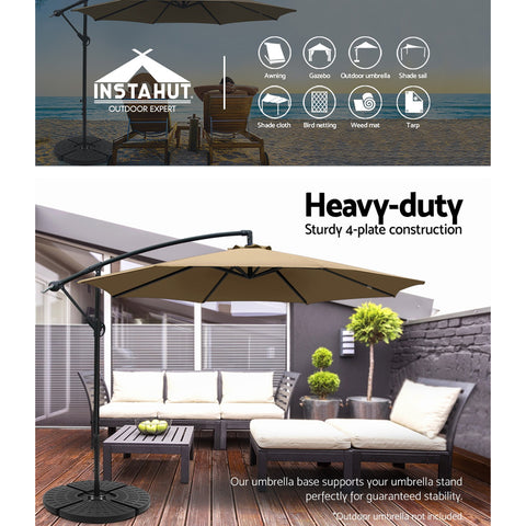 Image of Instahut Outdoor Umbrella Stand 4 x Base Pod Plate Sand/Water Patio Cantilever Fanshaped